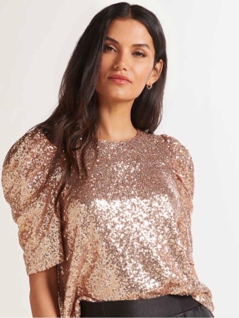 Allison Joy Rose Gold Sequined Blouse Size M